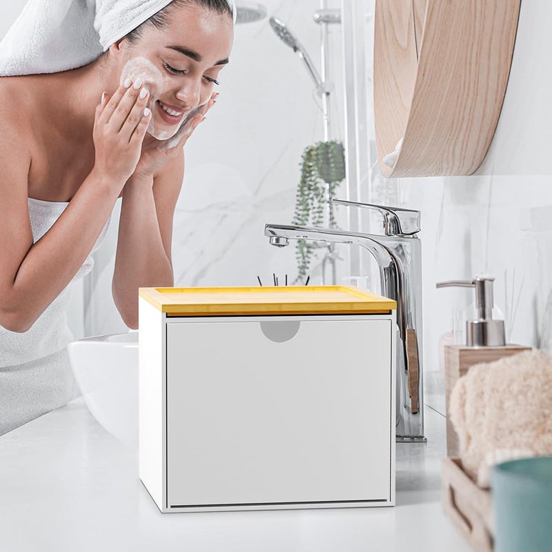 VITVITI Drawer Disposable Face Towel Holder Box, Acrylic Facial Towel Container for XL Clean Skin Club, Large Disposable Face Towels Storage with Bamboo Lid, for Bathroom, Vanity Makeup, White - Image 5